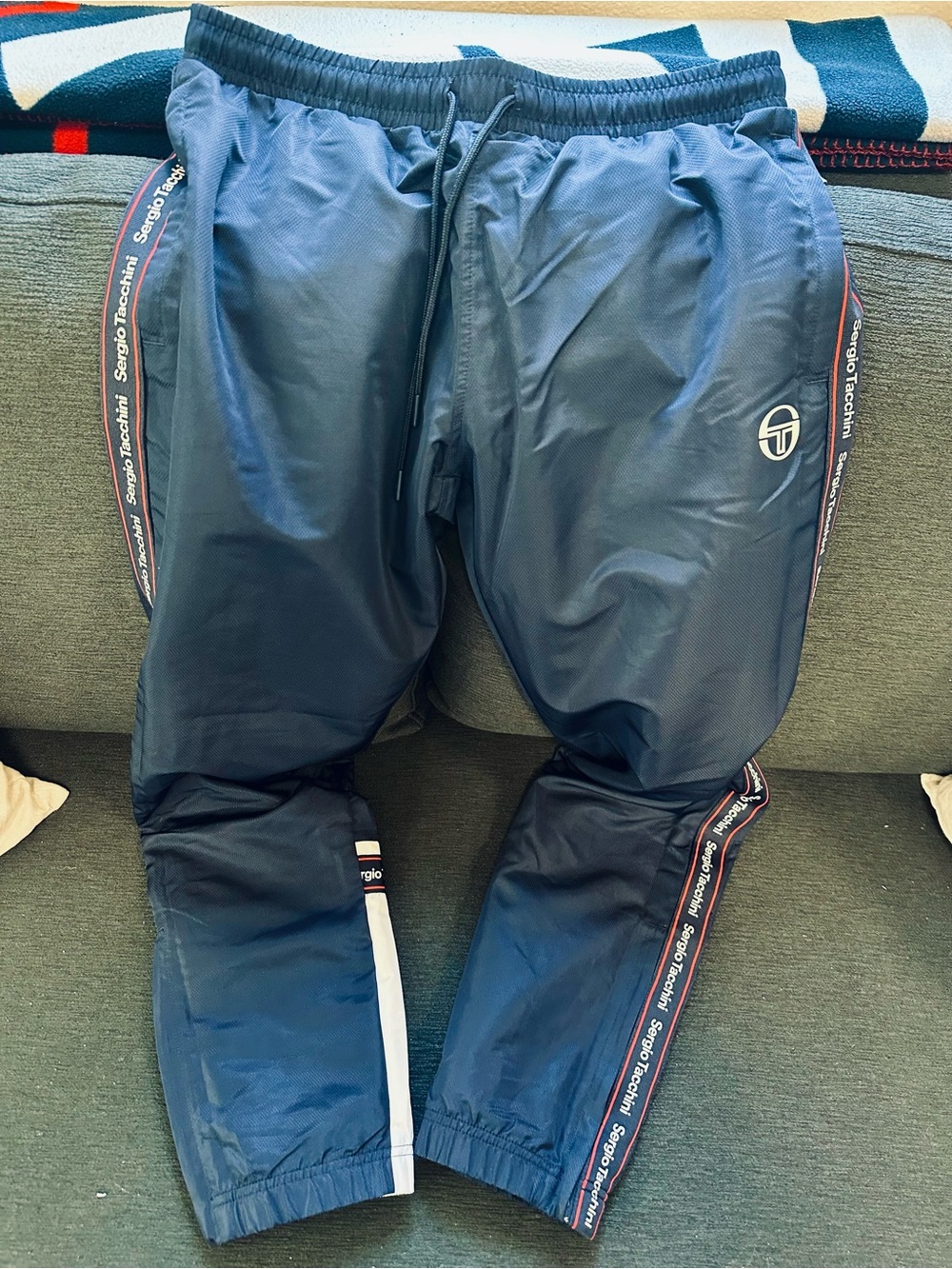 Vtg Authentic Classic Retro Sergio Tacchini Navy Windbreaker Track Pants sz M